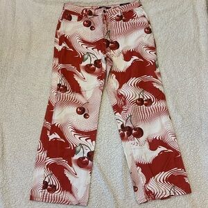 Jaded London Cherry Swirl Pants; women’s size 34; petite slouchy fit